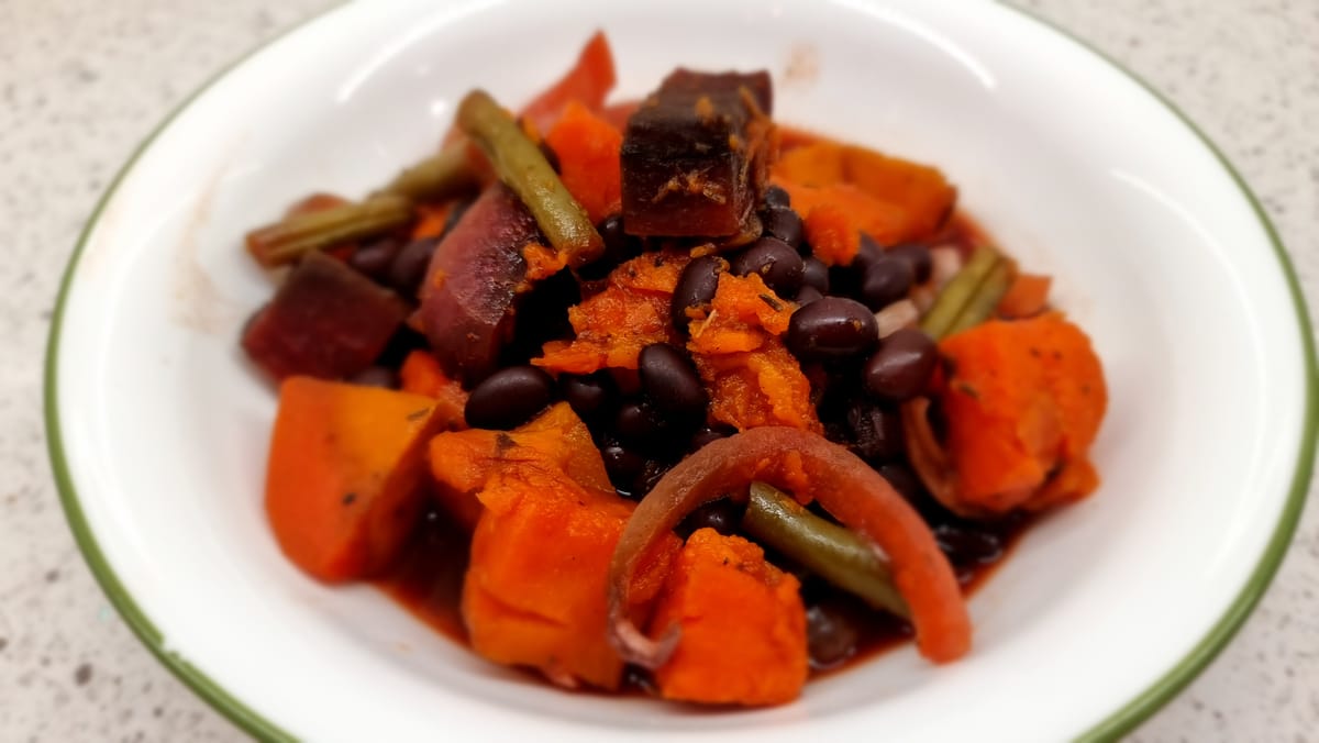 Slow Cooker Cajun Casserole with Black Beans and Sweet Potato