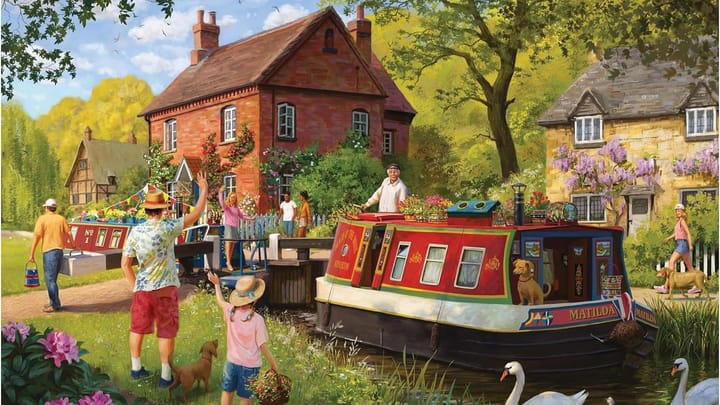 Narrowboat and canal themed jigsaws which can be shipped to the US